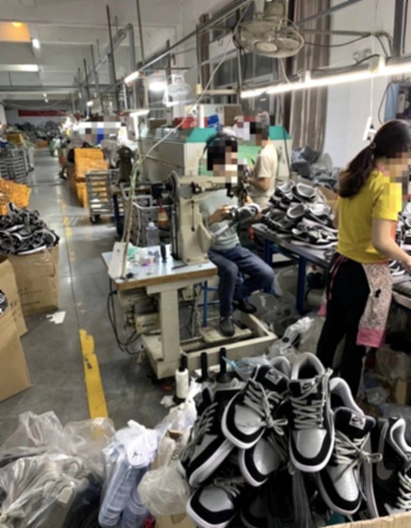 Sneakers being produced on the factory floor